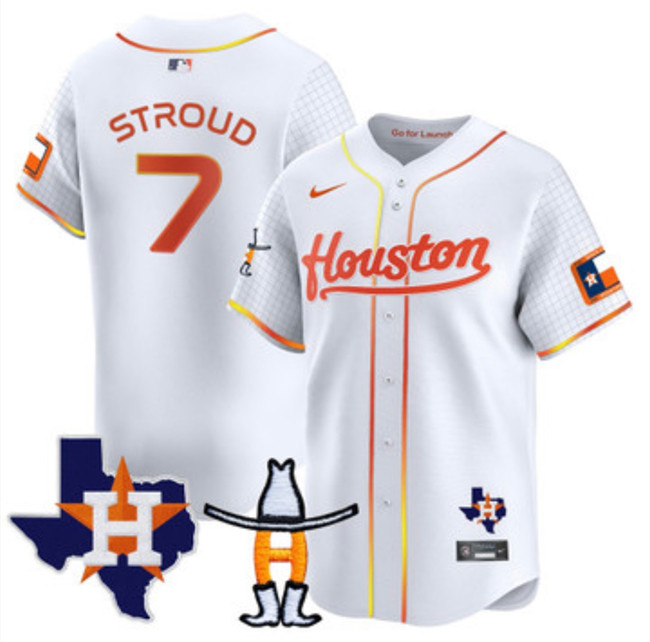 Men's Houston Astros #7 C.J. Stroud White With Patch Cool Base Stitched Baseball Jersey Men's Houston Astros #7 C.J. Stroud White With Patch Cool Base Stitched Baseball Jersey